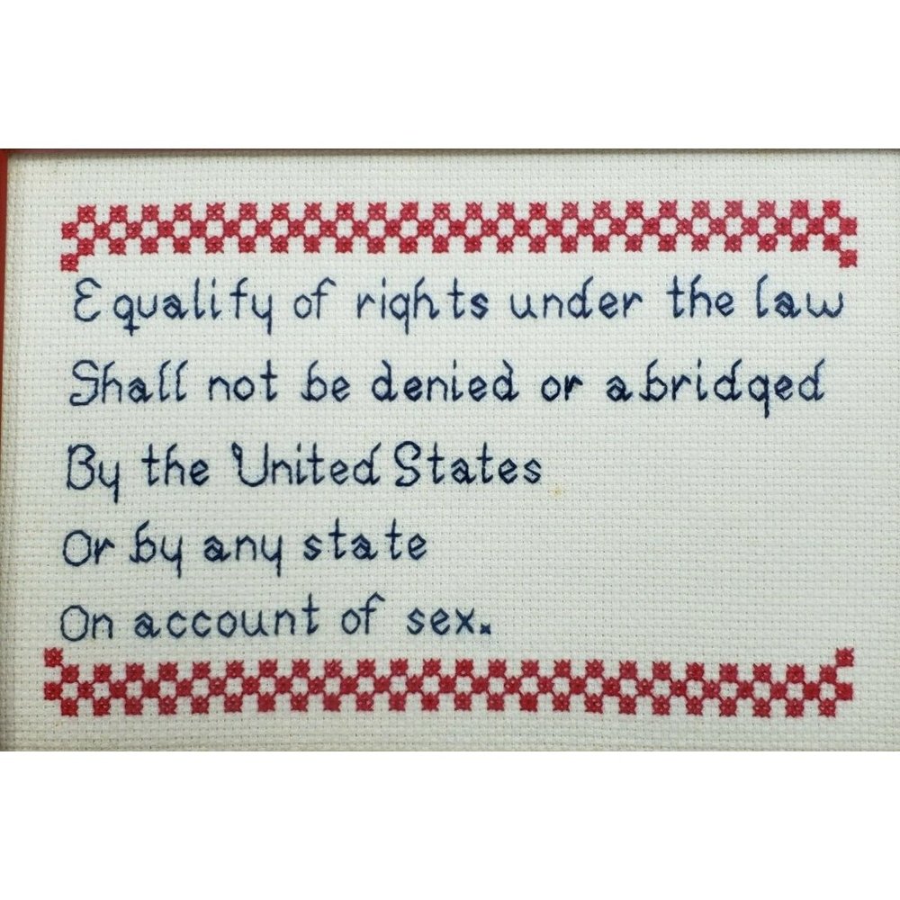 Vintage Equal Rights Cross Stitch Embroidered Sampler‎ Finished Framed Feminism